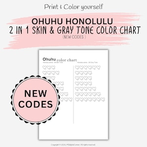 36 Skin & Gray Tone Ohuhu Honolulu color chart | DIY swatch chart | Digital files | Printable Color Chart 36 Ohuhu Honolulu | color chart