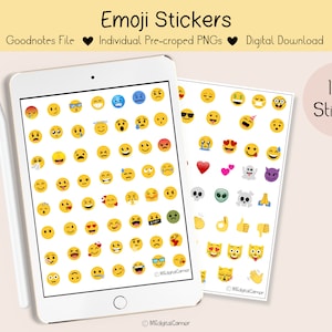 Emoji digitale stickers, Goodnotes-stickers, voorgesneden stickers, PNG-stickers, plakboekstickers, ambachtelijke stickers
