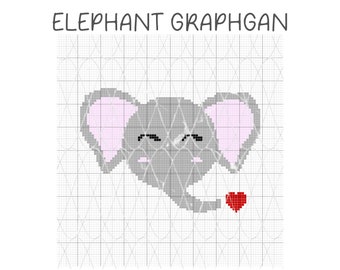 Patrón de elefante de crochet, crochet simple, patrón afgano