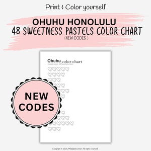 48 Sweetness Pastels Ohuhu Honolulu color chart | DIY swatch chart | Digital files | Printable Color Chart 48 Ohuhu Honolulu | color chart
