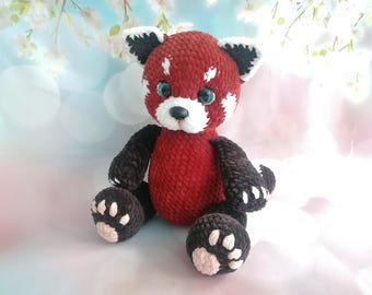 Handgemachter Plüsch-Roter-Panda-Kuscheltier, Geschenk für Tierliebhaber, gehäkeltes Amigurumi.