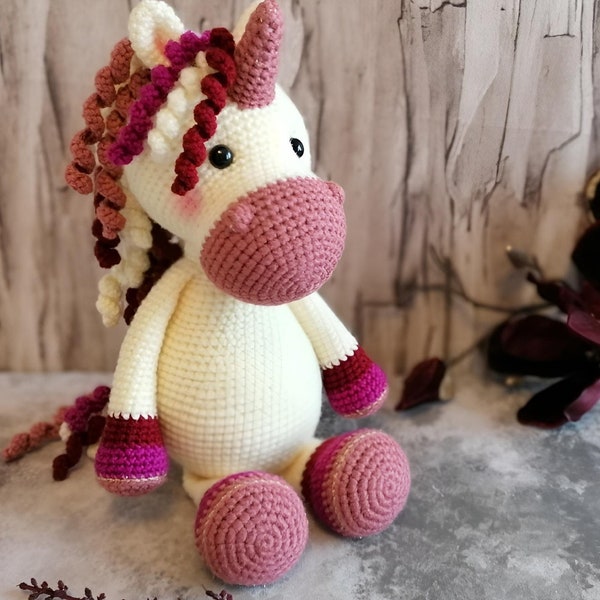 Unicorn Rosalie crocheted cuddly toy Handmade with Love nice gift for a birthday, baby shower or baptism