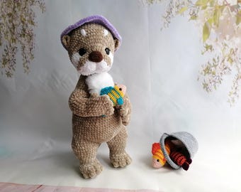 Handgemachter Häkel - Otter &quot;Emil der Entdecker&quot; - Amigurumi Kuscheltier -  Geschenk für Kinder & Deko - Otter Kuscheltier Unikat