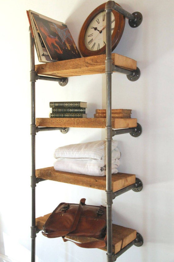 Industrial Wall Shelf Rustic Shelves Pipe Shelving Home Etsy