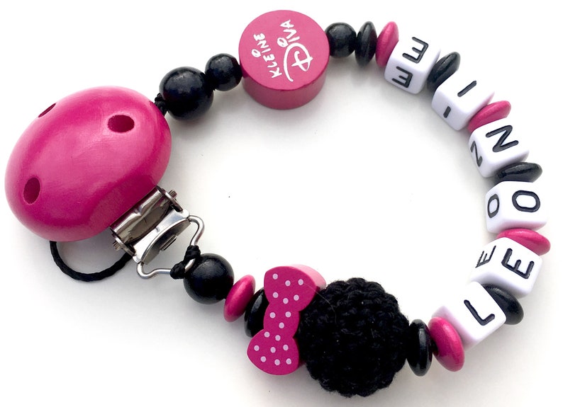 Pacifier chain Minnie Mouse, Little Diva, color: pink, black image 2