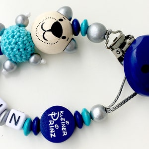 Pacifier Chain, Bear, Little Prince, Colour: Dark Blue, Turquoise image 1