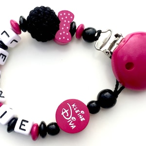 Pacifier chain Minnie Mouse, Little Diva, color: pink, black image 1