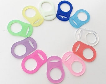 10 Silikon-Adapter-Ringe für Baby-Schnuller-Bandketten Klarer Schnuller-Clip 