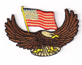 ADLER mit US FLAGGE - Bestickter Aufnäher, Applikation, Aufbügeln