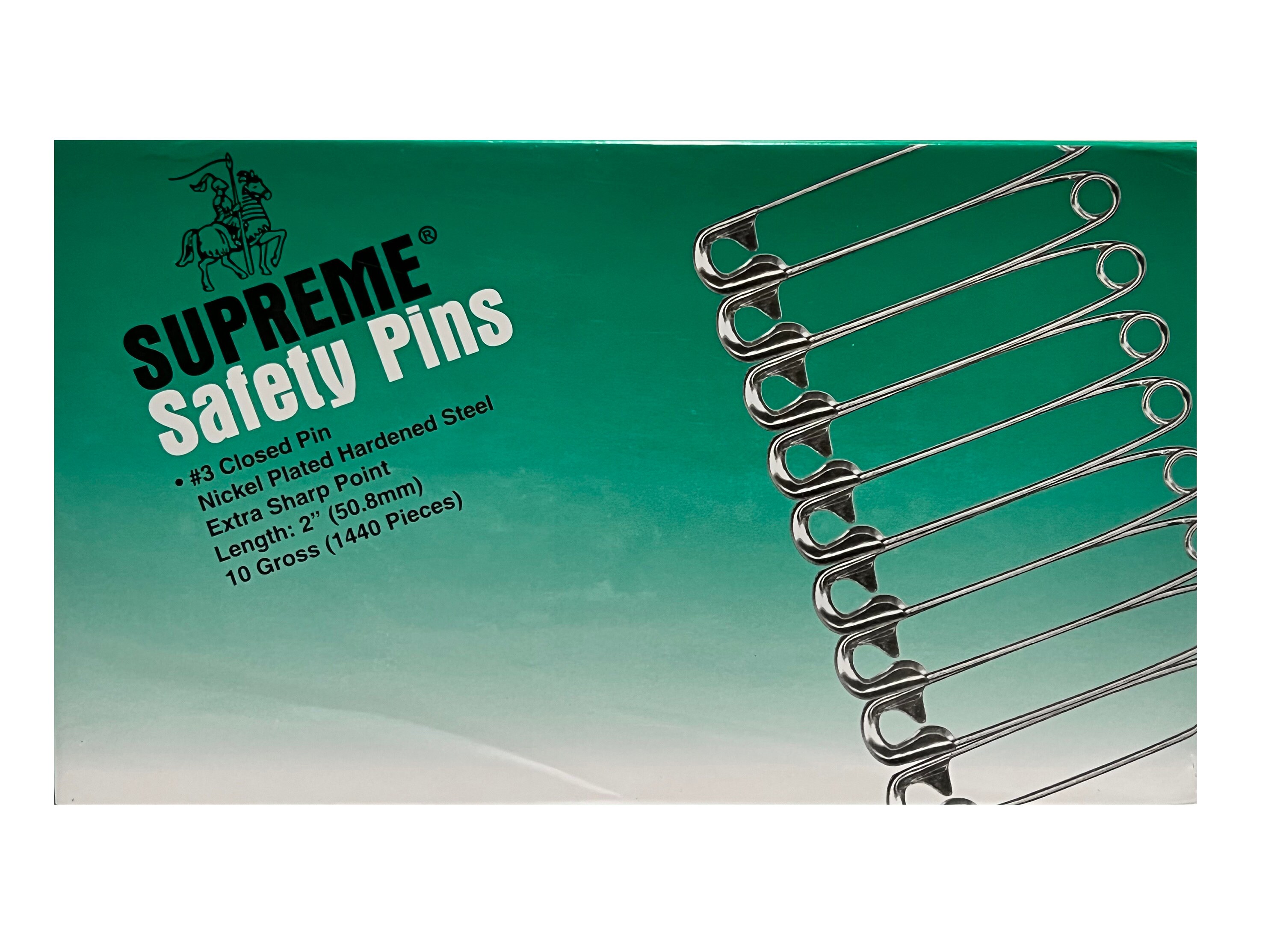 Supreme #3 Safety Pins 2 Inch, 1440 Count Bulk Box, Nickel Plated
