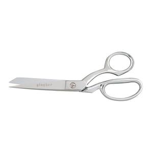 May include: A pair of silver-toned Gingher fabric shears with a pointed tip and two handles.