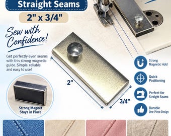 Magnetic Sewing Guide 2 x 3/4 Inch Straight Seam Edge Guide for Sewing Machines