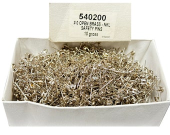 PRYM 540200 #0 Safety Pins Nickel Plated Steel Silver Color 7/8" (10 gross/box)
