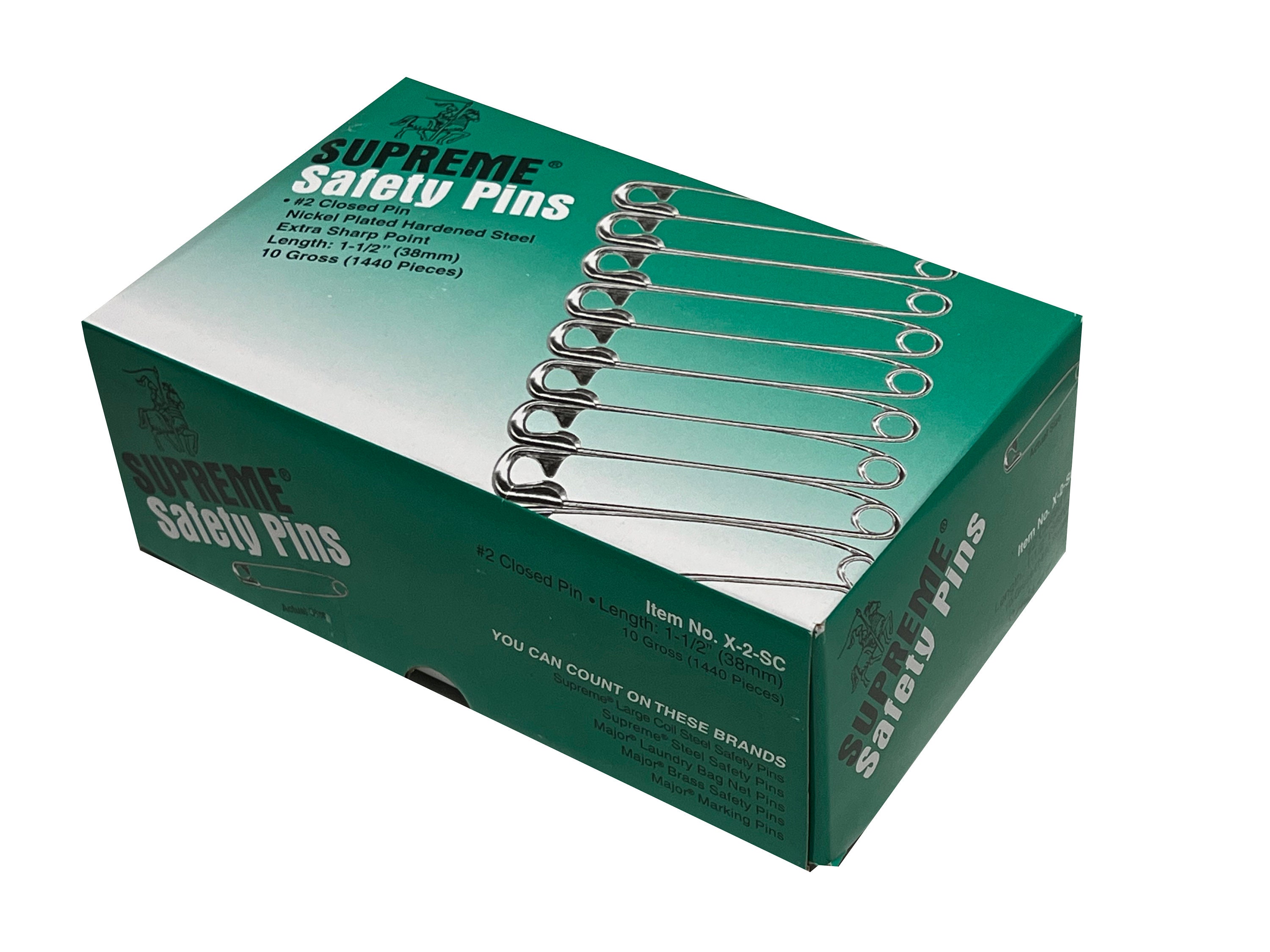 Supreme #3 Safety Pins 2 Inch, 1440 Count Bulk Box, Nickel Plated
