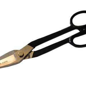 May include: Heavy-duty metal shears with black handles and silver blades. The blades are angled and have the text "ids-la.com" printed on them. The handles have large finger loops for easy gripping. Ideal for cutting metal sheets.