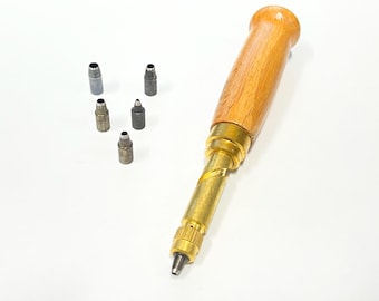 Screw Hole Punch with 6 Tips – Adjustable Tool for Leather & Fabric