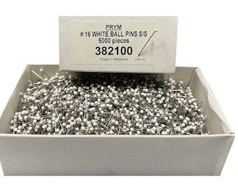 PRYM 382100 - #16 White Ball Pins Stainless Steel (5000 pieces)
