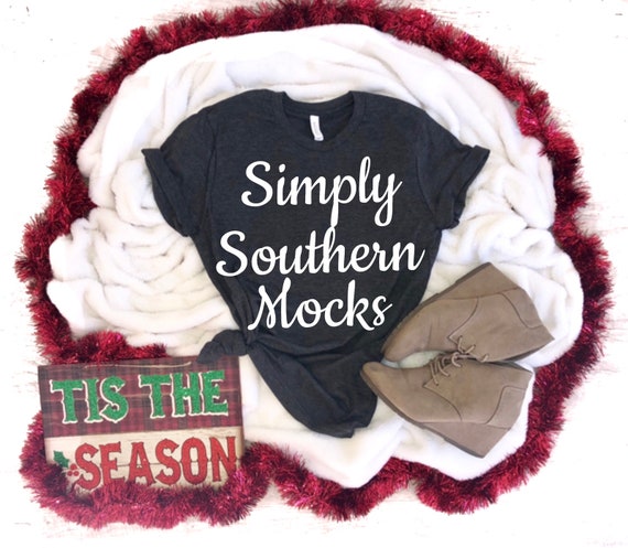 Christmas Mockup Bella Canva 3001 Dark Heather Gray Flat