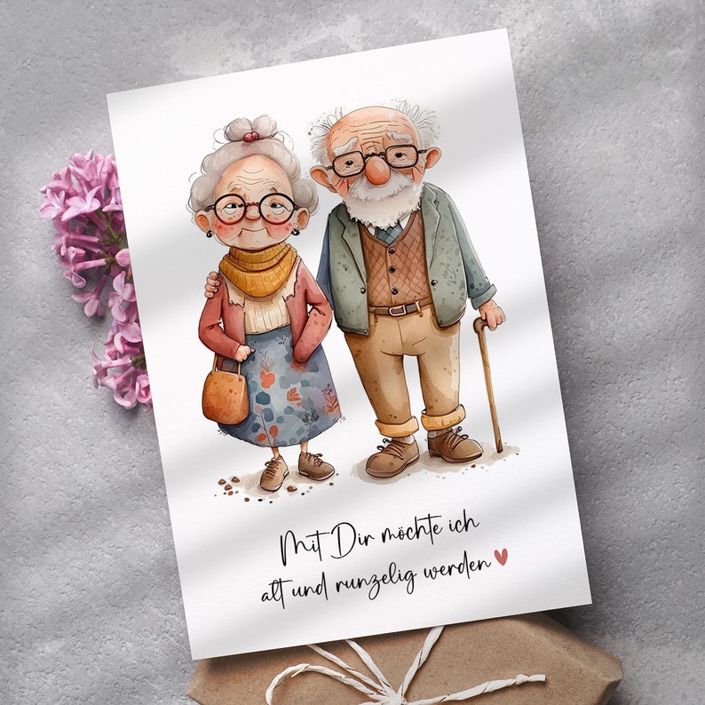 Mit Dir ALT und RUNZELIG werden Pärchen Poster Geschenk Valentinstag