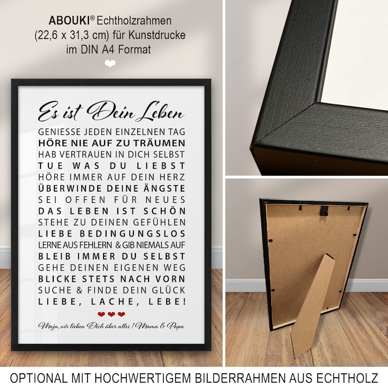 Poster Es ist Dein Leben Motivation personalisiertes Bild mit Namen Weihnachtsgeschenk Sohn Tochter Geburtstagsgeschenk Junge Mädchen 18 Geburtstag Geschenkidee persönliches Geschenk Abitur Patenkind Kommunion Konfirmation Jugendweihe Studium