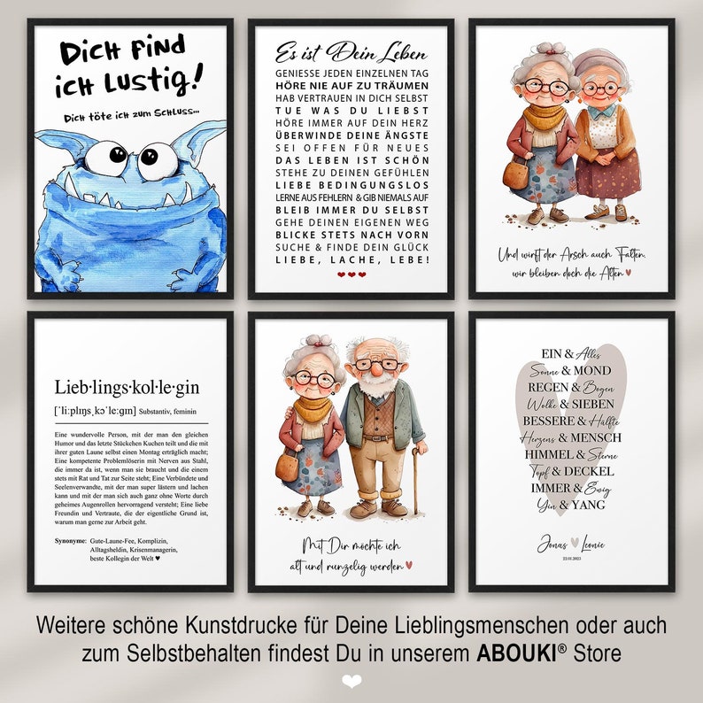 Kunstdruck Poster Bild Spruch witzig blaues Monster Dich find ich lustig dich töte ich zum Schluss Sprücheposter böser Spruch Humor Monsterbild Abouki Sarkasmus Geschenk Kollege Kollegin Deko Büro witzige Geschenkidee Mitarbeiter Freund Freundin