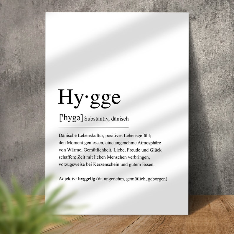 Poster Hygge Definition dänisch Scandi Definitionsposter Schild hyggelig Gemütlichkeit Scandi Dekoration Zuhause Geschenk Einzug Einzugsgeschenk Wohnung Haus Einweihung skandinavische Deko Wanddeko Flur Geschenkidee Einweihungsgeschenk Wohnzimmer