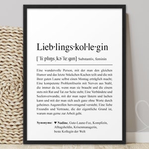 Poster LIEBLINGSKOLLEGIN Definition | Beste Kollegin Danke Lieblingskollegin persönliches Geschenk Abschied Kollegin Bild Arbeitskollegin