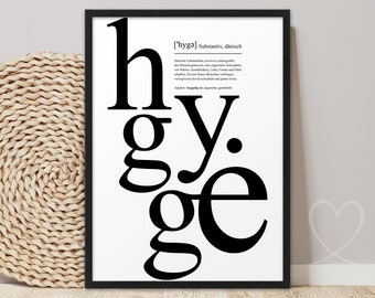 Poster HYGGE II Definition | ABOUKI Kunstdruck | Bild skandinavisch Geschenk Einweihungsgeschenk Zuhause Einzug hyggelig Scandi Wanddeko