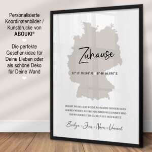 Landkarte Deutschland Weltkarte Poster Home Zuhause Deutschlandkarte Koordinaten Bild  Namen personalisiert Hausbau Geschenk Einzug Hochzeit Einzugsgeschenk Wohnung Haus Einweihung minimalistisch Einweihungsgeschenk Richtfest Deko Wohnzimmer Flur