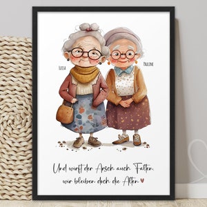 Personalisiertes Poster Alte BESTE FREUNDINNEN | ABOUKI Kunstdruck | Bild Freundin Geschenk Geburtstagsgeschenk Weihnachtsgeschenk KD_495P