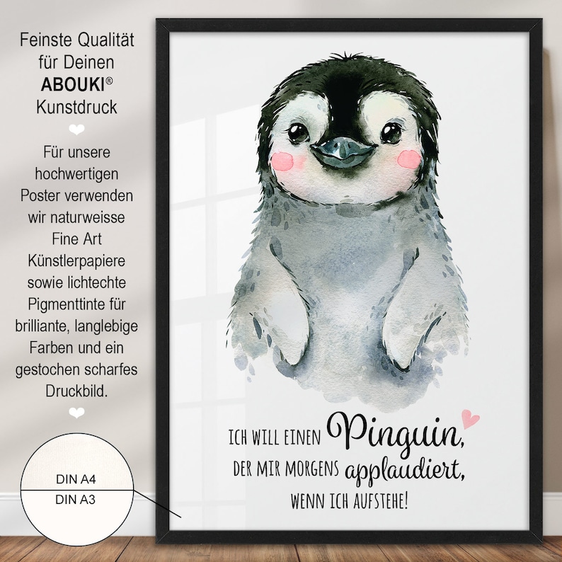 Poster PINGUIN der APPLAUDIERT ABOUKI Kunstdruck Bild - Etsy.de