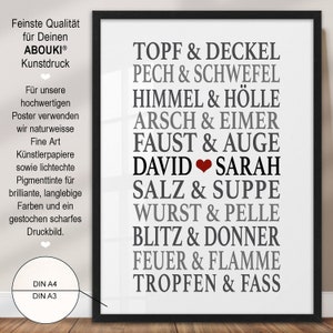 Partnerposter Poster Traumpaar Lustig mit Namen personalisiert Geschenk Partner Mann Ehemann witzige Geschenke Verlobung Hochzeit Jahrestag Valentinstag Freund Freundin Partnerin Ehefrau Geschenkidee Liebesposter Paare Hochzeitsgeschenk Geburtstag