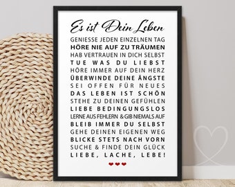 Poster It's YOUR LIFE Art Print Picture Gift Confirmation Communion Confirmation Youth Dedication Abitur 18th Birthday Girl Boy Godchild