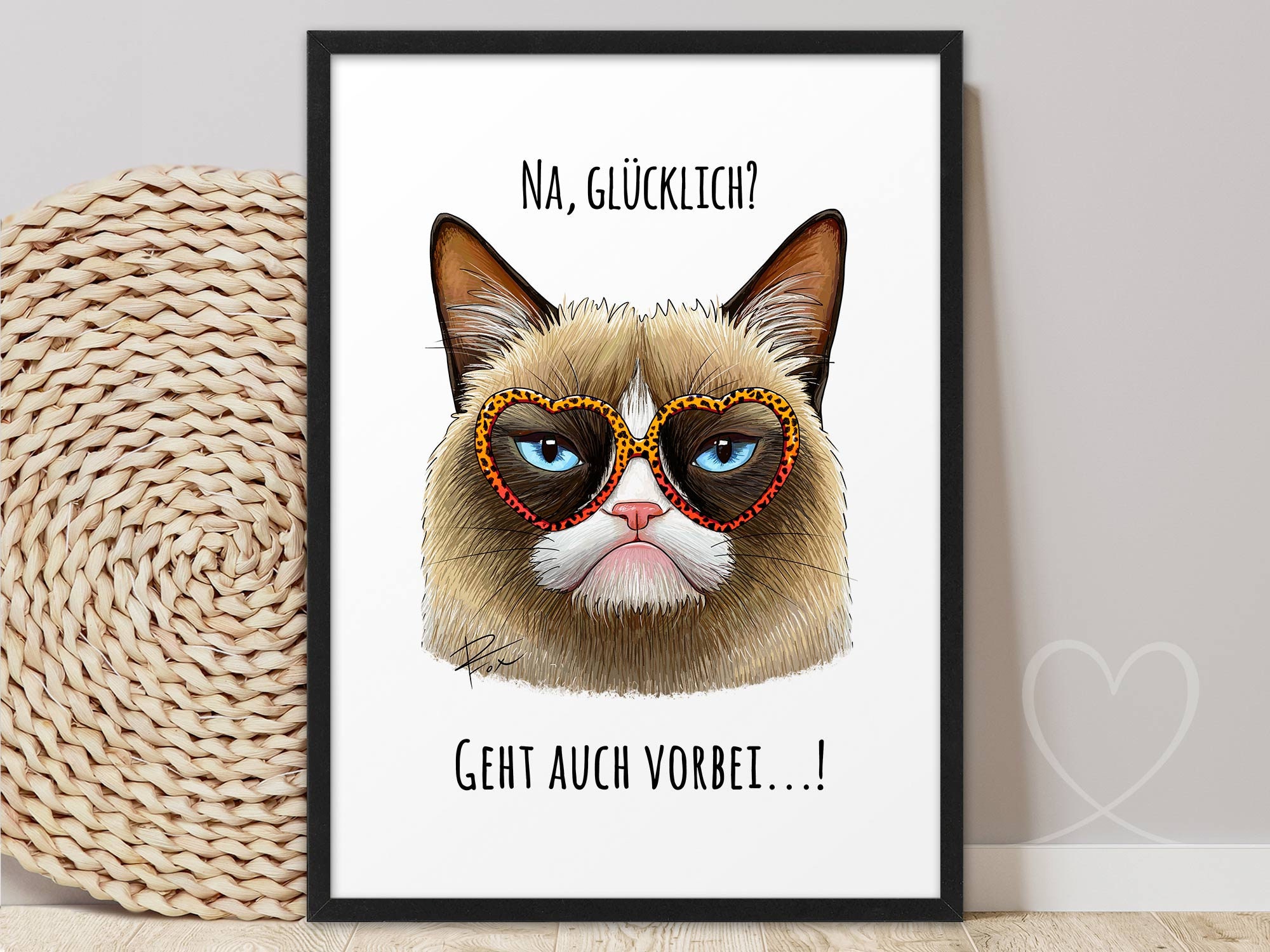 Poster Grumpy Katze "Na, glücklich? Geht auch vorbei!" ABOUKI