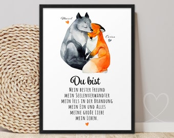 BEST FRIEND Valentine's Day Gift for Men, Him and Her, Couple Gift Personalized with Names, Personalized Anniversary Gift