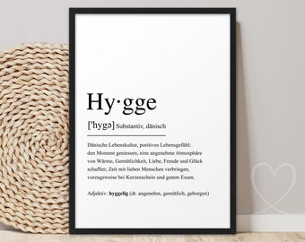 Poster HYGGE Definition | ABOUKI Kunstdruck | Bild skandinavisch Geschenk Einweihungsgeschenk Zuhause Einzug hyggelig Scandi Wandbild Deko