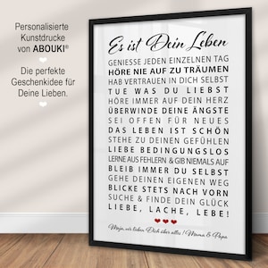 Poster Es ist Dein Leben Motivation personalisiertes Bild mit Namen Weihnachtsgeschenk Sohn Tochter Geburtstagsgeschenk Junge Mädchen 18 Geburtstag Geschenkidee persönliches Geschenk Abitur Patenkind Kommunion Konfirmation Jugendweihe Studium