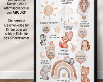 ABOUKI Kunstdruck Tiere Boho Affirmationen – DIN A4 Oder DIN A3 | Kinderzimmer-Deko Mit Positiven Botschaften