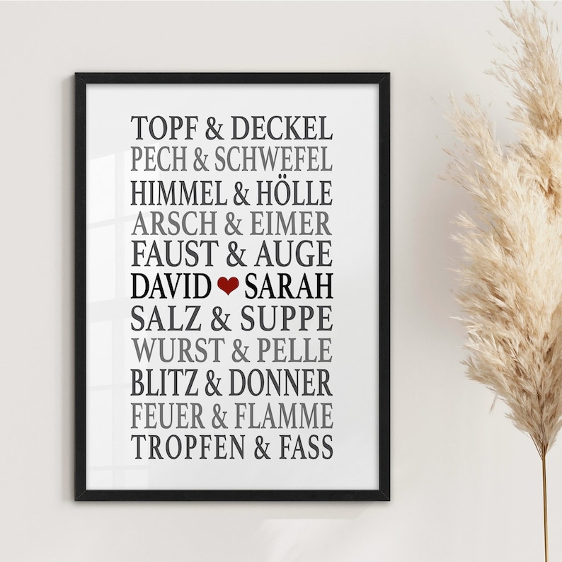 Partnerposter Poster Traumpaar Lustig mit Namen personalisiert Geschenk Partner Mann Ehemann witzige Geschenke Verlobung Hochzeit Jahrestag Valentinstag Freund Freundin Partnerin Ehefrau Geschenkidee Liebesposter Paare Hochzeitsgeschenk Geburtstag