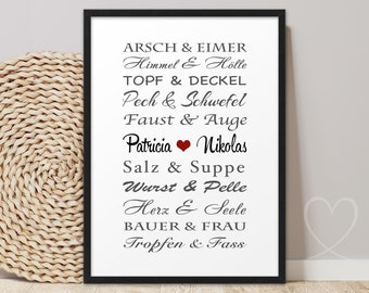 Partner poster DREAM COUPLE Funny | ABOUKI art print | Couple partner picture personalized with name gift anniversary Valentine's Day wedding anniversary