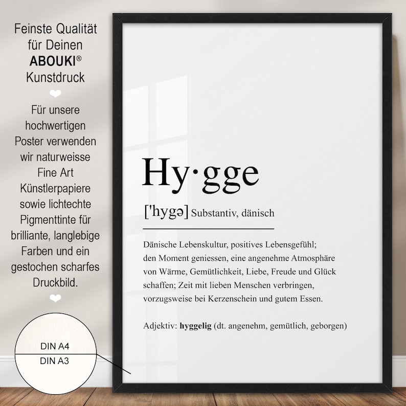 Poster Hygge Definition dänisch Scandi Definitionsposter Schild hyggelig Gemütlichkeit Scandi Dekoration Zuhause Geschenk Einzug Einzugsgeschenk Wohnung Haus Einweihung skandinavische Deko Wanddeko Flur Geschenkidee Einweihungsgeschenk Wohnzimmer