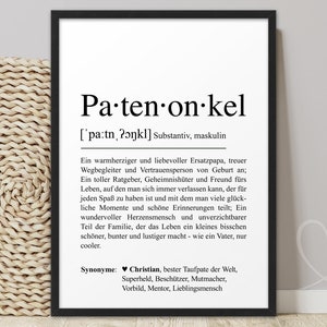 Poster PATENONKEL Definition | Patenonkel Geschenk personalisiert | Paten Bild Taufe | Geschenk Taufpate Taufgeschenk Patenbrief