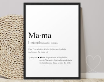 Poster MAMA Definition | ABOUKI Art Print | Personalized Picture Thank You Best Mom in the World Gift Mother's Day Birthday Christmas
