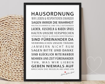 Poster HOUSE RULES | ABOUKI art print | Picture family poster family picture house rules housewarming gift gift moving house apartment
