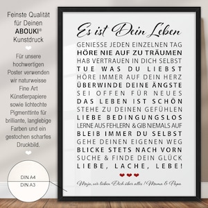 Poster Es ist Dein Leben Motivation personalisiertes Bild mit Namen Weihnachtsgeschenk Sohn Tochter Geburtstagsgeschenk Junge Mädchen 18 Geburtstag Geschenkidee persönliches Geschenk Abitur Patenkind Kommunion Konfirmation Jugendweihe Studium