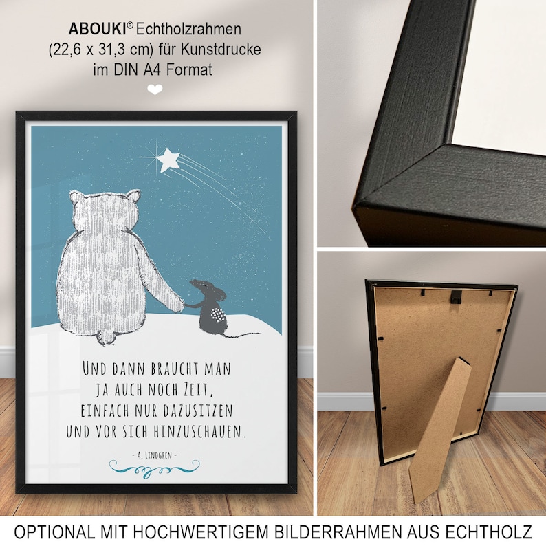 ABOUKI Poster Bild Bär und Maus Kunstdruck Zitat und dann braucht man