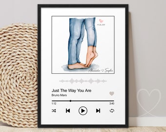 Music picture SONG LOVE COUPLE music album cover | ABOUKI art print partner picture personalized gift partner Valentine's Day anniversary wedding