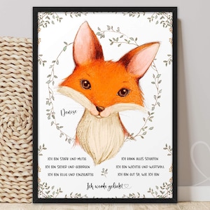 Poster WALDTIERE Fuchs AFFIRMATIONEN | ABOUKI Kunstdruck Bild Affirmationsposter Kinder Kinderzimmer Babyzimmer Junge Mädchen personalisiert