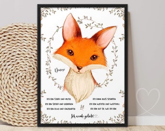 Poster FOREST ANIMALS Fox AFFIRMATIONS | ABOUKI Art Print Picture Affirmation Poster Children's Room Baby Room Boy Girl Personalized