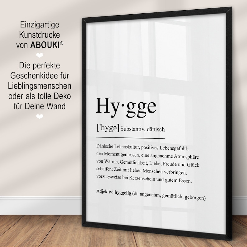 Poster Hygge Definition dänisch Scandi Definitionsposter Schild hyggelig Gemütlichkeit Scandi Dekoration Zuhause Geschenk Einzug Einzugsgeschenk Wohnung Haus Einweihung skandinavische Deko Wanddeko Flur Geschenkidee Einweihungsgeschenk Wohnzimmer